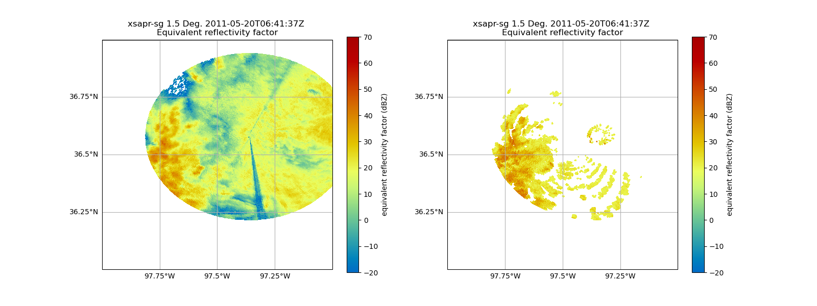 xsapr-sg 1.5 Deg. 2011-05-20T06:41:37Z  Equivalent reflectivity factor, xsapr-sg 1.5 Deg. 2011-05-20T06:41:37Z  Equivalent reflectivity factor